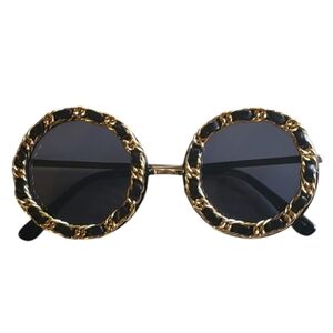 Gold and Black Chain-Detail Sunglasses. Nwot